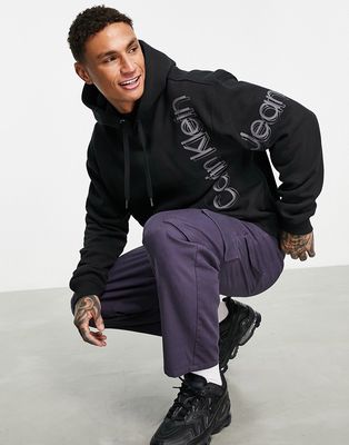 Calvin Klein Jeans vertical bold logo hoodie in black