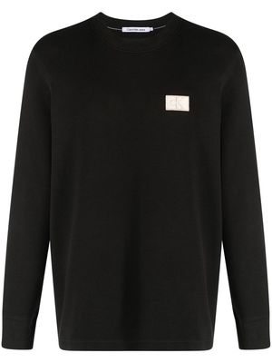 Calvin Klein Jeans waffle-knit cotton sweatshirt - Black
