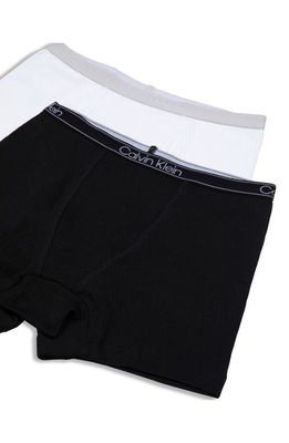 Calvin Klein Kids' 2-Pack Stretch Cotton Rib Boxer Briefs in Black/White