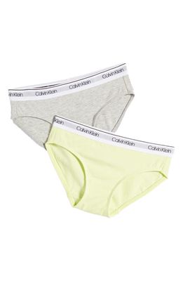 Calvin Klein Kids' Assorted 2-Pack Bikinis in Heather Grey /Energy