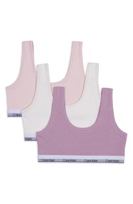 Calvin Klein Kids' Assorted 3-Pack Stretch Cotton Bralettes in Dawn Pink/vanilla/crystal Pink