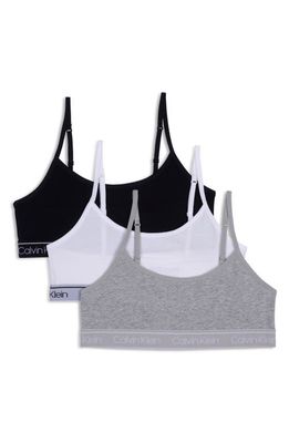 Calvin Klein Kids' Assorted 3-Pack Stretch Cotton Bralettes in Heather Grey/Black/White