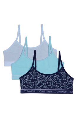 Calvin Klein Kids' Assorted 3-Pack Stretch Cotton Bralettes in Symphony/Angel Blue/Empyrean