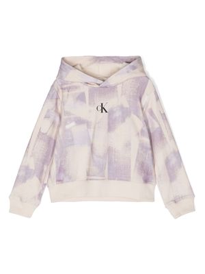 Calvin Klein Kids brush stroke-print hoodie - Neutrals