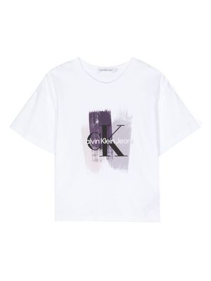 Calvin Klein Kids brushstroke logo-print T-shirt - White
