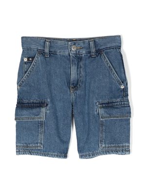 Calvin Klein Kids cargo denim shorts - Blue
