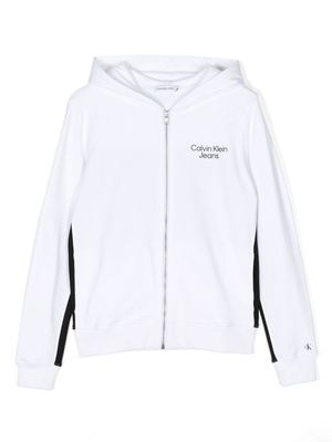 Calvin Klein Kids colour-block cotton track jacket - White