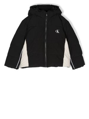 Calvin Klein Kids colour-block hooded padded jacket - Black