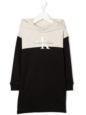 Calvin Klein Kids colour-block logo hoodie dress - Black