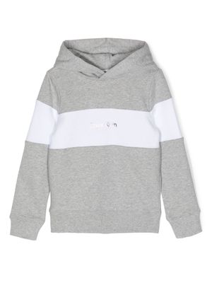 Calvin Klein Kids colour-block logo-print hoodie - Grey