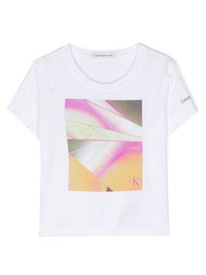 Calvin Klein Kids Colour Flow cotton T-shirt - White