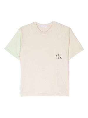 Calvin Klein Kids contrast-sleeve cotton T-shirt - Neutrals