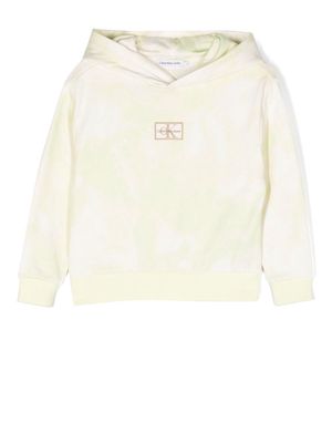 Calvin Klein Kids cotton embroidered-logo hoodie - Neutrals