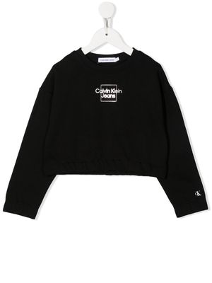 Calvin Klein Kids cropped logo-print sweatshirt - Black