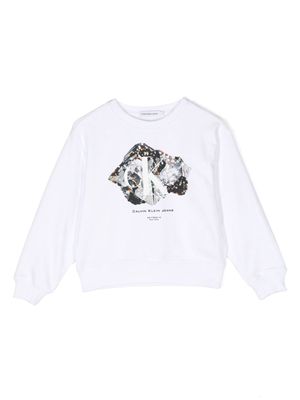 Calvin Klein Kids crystal graphic-print sweatshirt - White