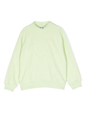 Calvin Klein Kids embossed-logo twill sweatshirt - Green