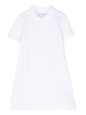 Calvin Klein Kids embroidered-logo polo dress - White
