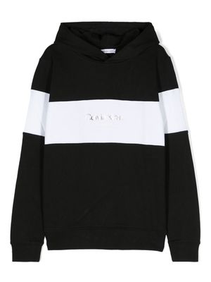 Calvin Klein Kids foil logo-print panelled hoodie - Black
