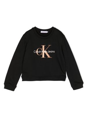 Calvin Klein Kids glitter logo-print sweatshirt - Black
