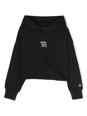 Calvin Klein Kids glittered logo-print cotton hoodie - Black