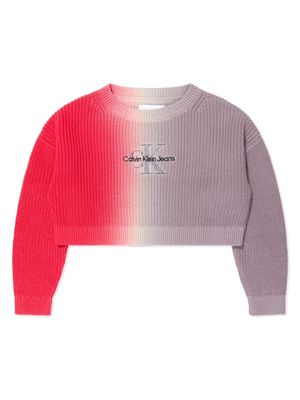 Calvin Klein Kids gradient-effect organic cotton jumper - Purple