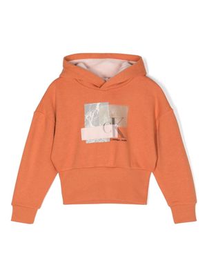 Calvin Klein Kids graphic logo-print hoodie - SEC Orange