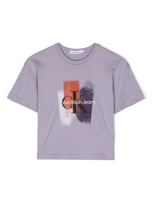 Calvin Klein Kids graphic logo-print T-shirt - Purple