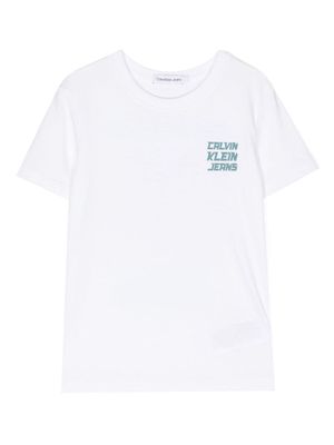 Calvin Klein Kids graphic-print cotton T-shirt - YAF BRIGHT WHITE