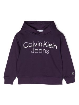 Calvin Klein Kids Hero logo-print cotton-terry hoodie - Purple