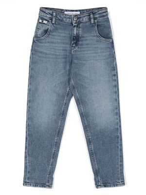Calvin Klein Kids high-rise tapered-leg jeans - Blue
