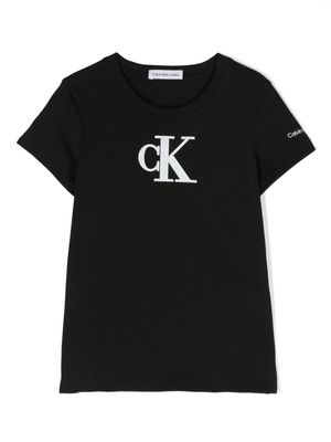 Calvin Klein Kids holographic-logo cotton T-shirt - Black