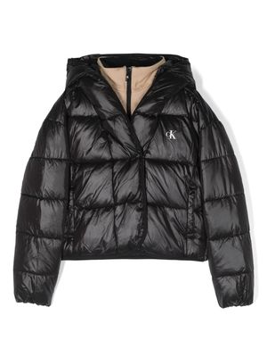 Calvin Klein Kids layered cropped puffer jacket - Black