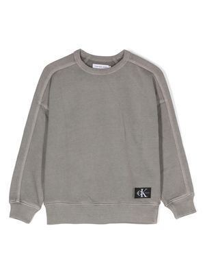Calvin Klein Kids logo-appliqué cotton sweatshirt - Grey
