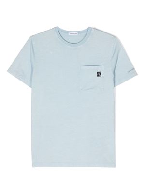 Calvin Klein Kids logo-appliqué T-shirt - Blue