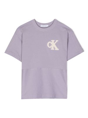 Calvin Klein Kids logo-appliqué T-shirt - Purple