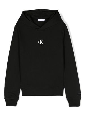Calvin Klein Kids logo-embossed jersey hoodie - Black