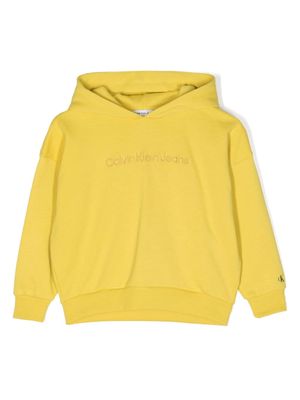 Calvin Klein Kids logo-embroidered cotton hoodie - Yellow