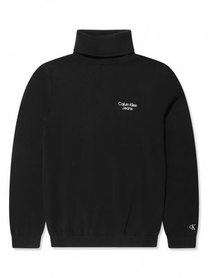 Calvin Klein Kids logo-embroidered cotton jumper - Black