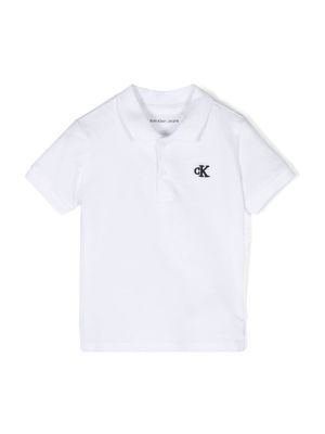 Calvin Klein Kids logo-embroidered cotton polo shirt - White
