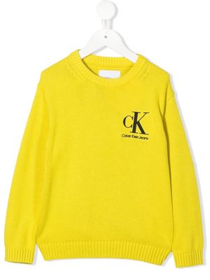 Calvin Klein Kids logo-embroidered knitted jumper - Yellow