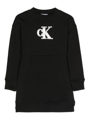 Calvin Klein Kids logo-embroidered long-sleeve dress - Black