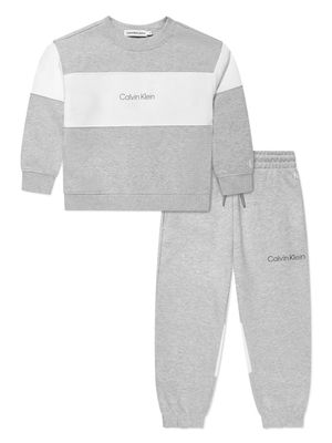 Calvin Klein Kids logo-embroidered panelled cotton tracksuit - Grey