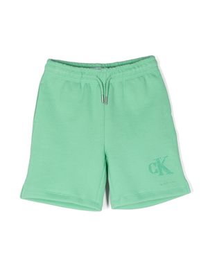 Calvin Klein Kids logo-embroidered piqué-weave shorts - Green