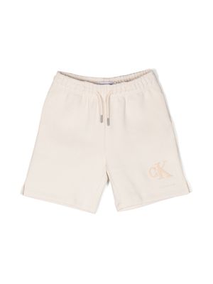 Calvin Klein Kids logo-embroidered piqué-weave shorts - Neutrals