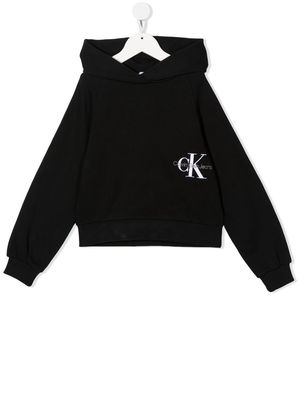 Calvin Klein Kids logo-embroidered pullover hoodie - Black