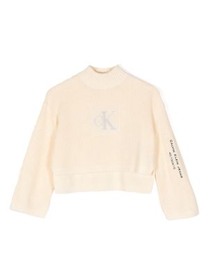 Calvin Klein Kids logo-embroidered ribbed-knit jumper - Yellow