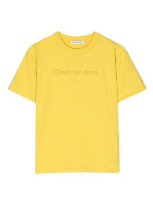 Calvin Klein Kids logo-embroidered T-shirt - Yellow