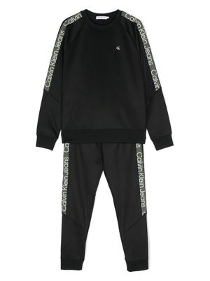 Calvin Klein Kids logo-embroidered tape-detail tracksuit set - Black