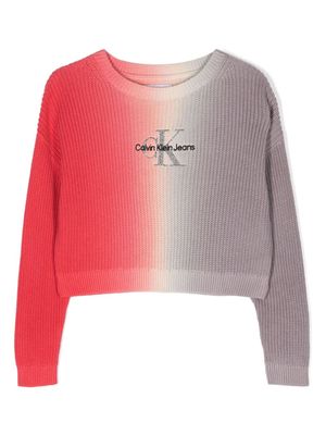 Calvin Klein Kids logo-embroidered waffle-knit jumper - Pink