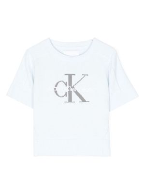Calvin Klein Kids logo-jacquard knitted top - Blue